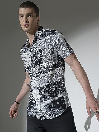 Image of Hubberholme Men's Rayon Relaxed Fit Printed Half Sleeve Resort Shirt