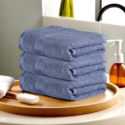 Image of Urbane Home Pack of 3 Cotton Hand /Face Towels for Men & Women | Easily Washable | Workout Gym Napkins for Men | Pocket Towel - Dark Blue