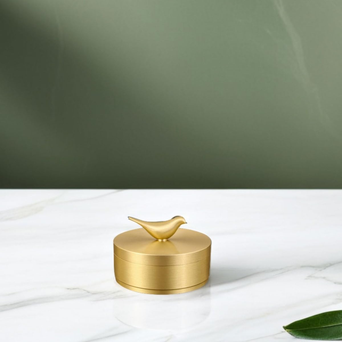 Posacenere in Ottone Oro Coperchio Rotondo da Tavolo