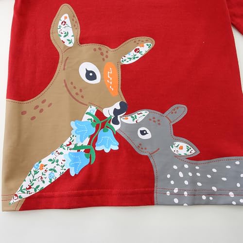 Image of Toddler Girls T-Shirt Knit Cotton Animal Pattern Round Neck Long Sleeve Top Sweatshirt 3 Pack