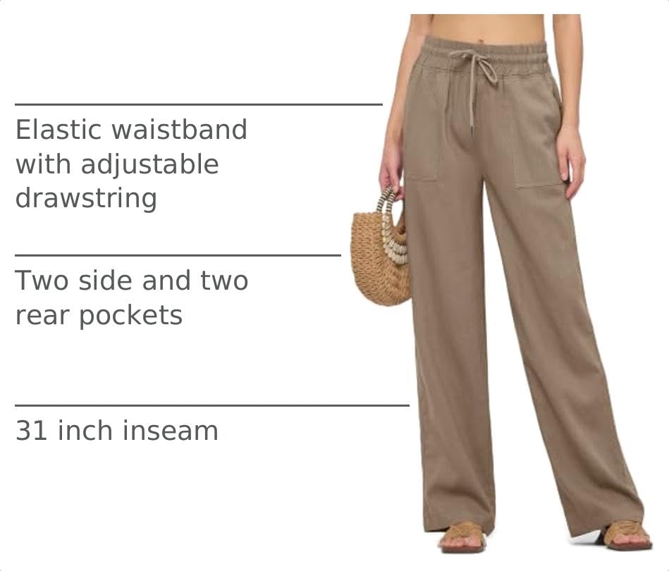 Image of Willit Women Linen Pants Wide Leg Palazzo Trousers 29 inch /31 inch / 33 inch