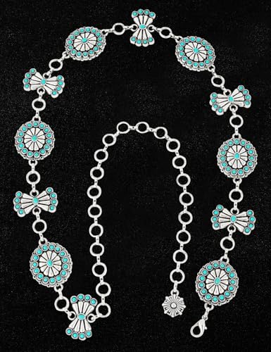 Image of TOPACC Western Metal Concho Belt for Women Cowgirl Chain Belts for Dresses Jeans Country Concert Outfit