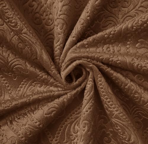 Image of Encasa XO Embossed Velvet Fabric Material by Meter Coffee | Sofa Cloth Material | Unstitched Fabric for Making Cushion Cover, Sofa Cover, Backdrop| 175 GSM, Width 54 Inches | Order by Meter