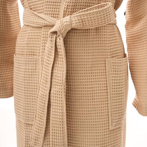 Image of BAGNO MILANO Women's Robes, Waffle Robes For Women, Turkish Cotton Bathrobes For Women (US, Alpha, Small, Medium, Regular, Regular, Beige)