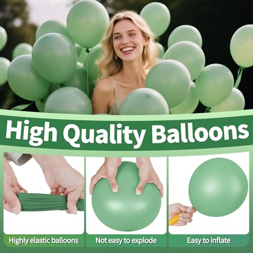 Image of 200pcs Sage Green Balloons 5 Inch, Small Mini Latex Balloons for Party Birthday Baby Shower Anniversary Festival Arch Garland Decoration