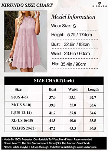 Kirundo Womens Summer Dresses 2023 Casual Halter Sleeveless Flowy Mini Babydoll Tiered Pleated Beach Sundress #TOP5
