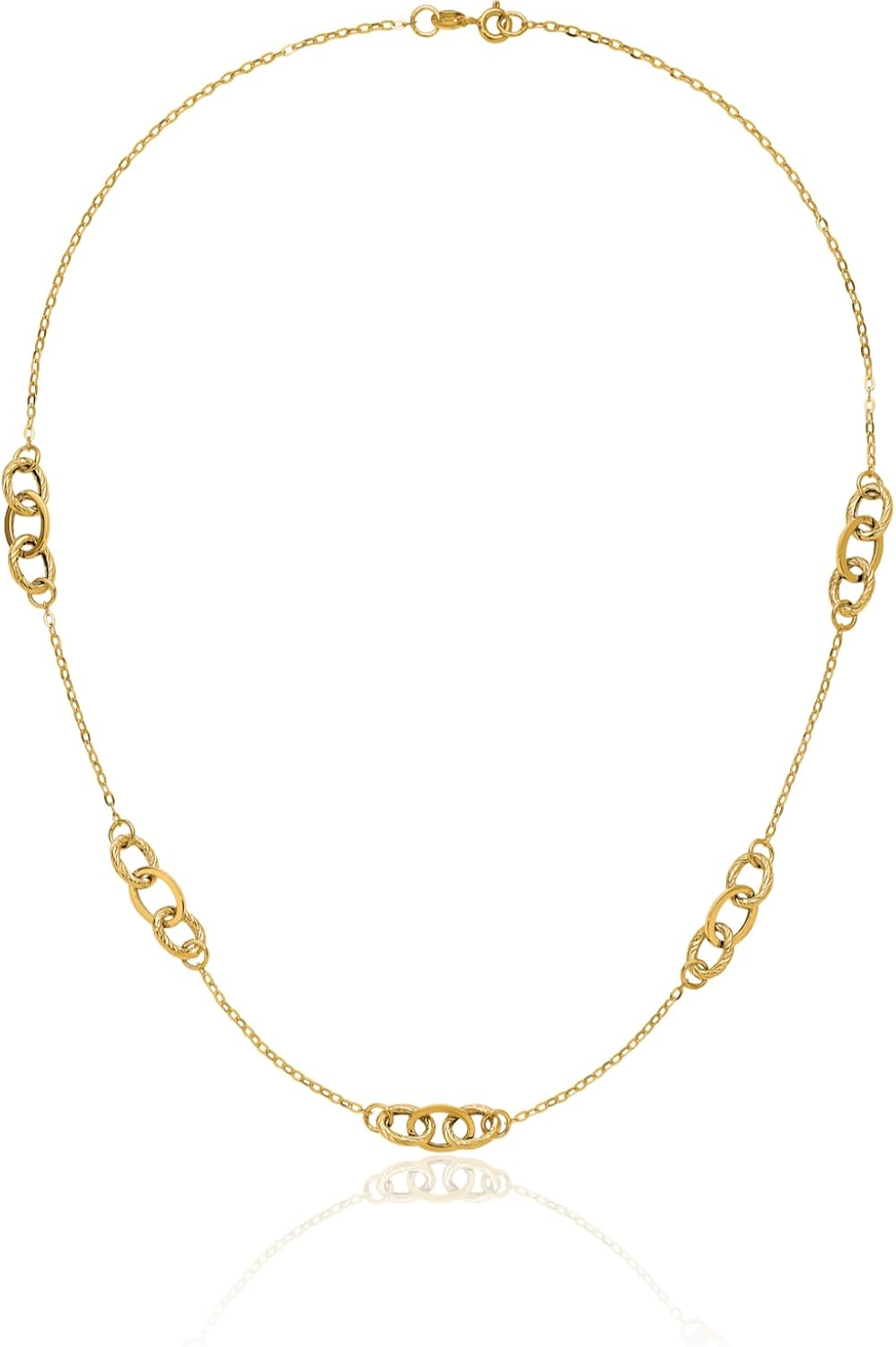 IceCarats 14K Yellow Gold 9mm Cable Rolo Bead Station Link Chain Necklace 18 inch Lightweight, Polished For Her