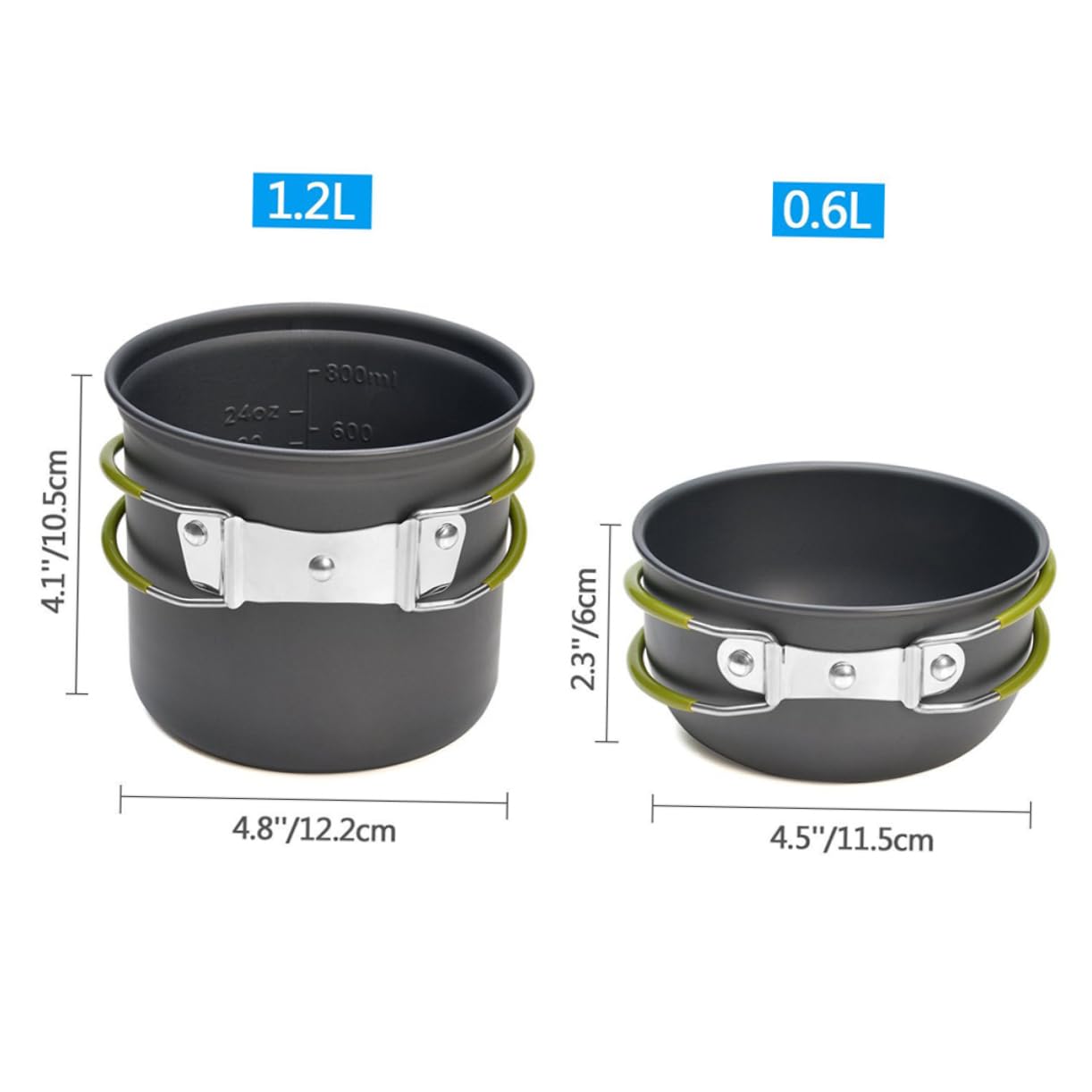 BESPORTBLE Set di Pentole da Campeggio in Lega di Alluminio, Kit Cucina Portatile per Escursionismo e Picnic, Posate e Accessori Inclusi