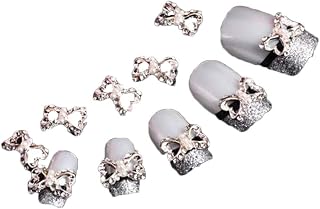 starlit 10Pcs 3D Bow Tie Nail Art Rhinestone Studs Glitters Charms DIY Metal Nail Stickers Decorations Nail Tip Pendant Decal Random Color