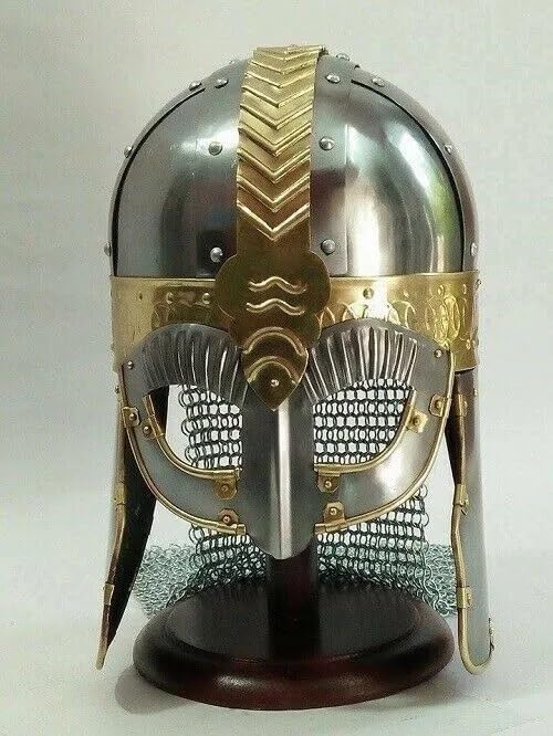 Handmade Viking Beo Wulf Chainmail Helmet Metal Viking Helmet Large Size Chainmail Headwear Viking Armor Headpiece Norse Warrior Helmet