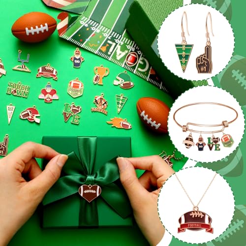 Image of 100 Pcs Sport Charms Bulk for Jewelry Making Football Soccer Volleyball Dinkball Baseball Basketball Alloy Charms Pendants for Necklace Bracelet Earrings DIY Crafts Accessory