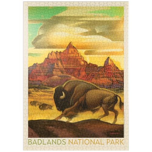 MyPuzzle Badlands National Park : Rumbling Herd, Affiche Vintage - Premium 1000 Pièces Puzzle - Collection spéciale MyPuzzle de Anderson Design Group