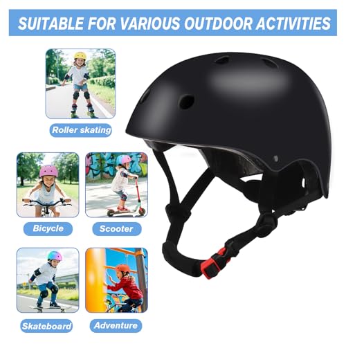 Image of Color Gradient Adjustable Kids Bike Helmet with Knee & Elbow Pads Set | Multi-Sport Safety Gear for Boys & Girls Ages 5-14 | Skateboarding, Scooters, Roller & Inline Skating, Longboarding