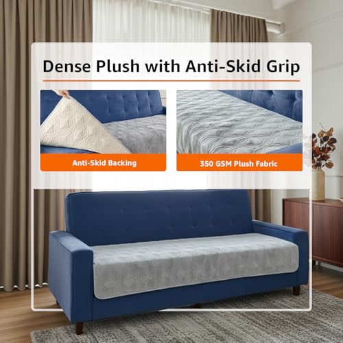 Image of Amazon Basics - Velvet Quilted Make Your Own Sofa Cover |70 x 180 cm| Microfiber Sofa Slipcover (Grey, 3 Seater)