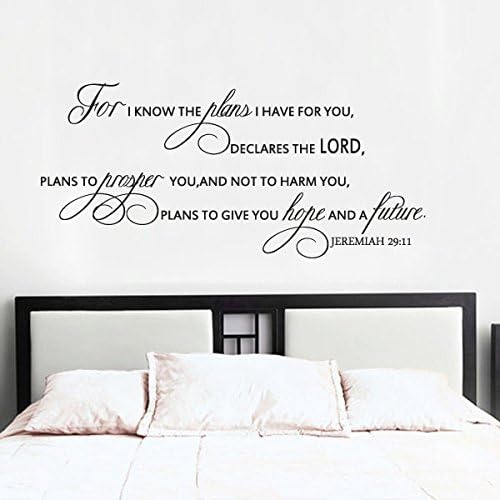 Inspirational Wall Decal Bible Wall Quote Religious Wall Sticker Words Wall Mural Graphic Home Wall Decor - Plan to give You Hope and a Future Jeremiah 29:11 White