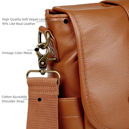 Vegan Leather 15.6 inch Laptop Bag Messenger Bag Briefcase Vintage Crossbody Shoulder Bag for Men and Women YL-014
