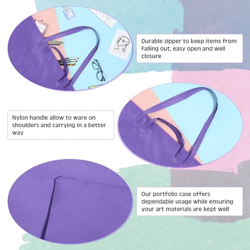 Image of Abbylike 1 Pcs 48 x 36 Inch Art Portfolio Bag Large Size Art Supply Bag with Nylon Shoulder Waterproof Poster Board Painting Drawing Sketch Storage Carry Case for Artwork Gift Supplies (Purple)