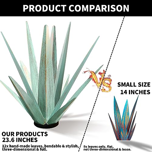 Image of KODIBO 24 inch Metal Agave Plant Outdoor Decor, Large Yard Statue, Mint Green