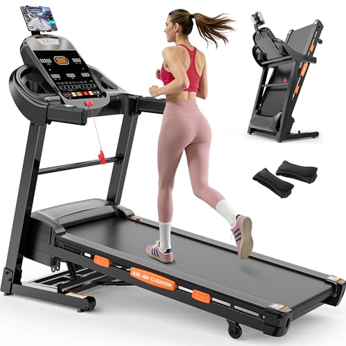 Image of 5.0 HP Folding Treadmill with 20-Level Adjustable Incline,12 mph Speed Running Machine,Treadmill 400 lb Capacity, Silent Brushless Motor,105 Preset Training Program Electric Treadmills for Home Use
