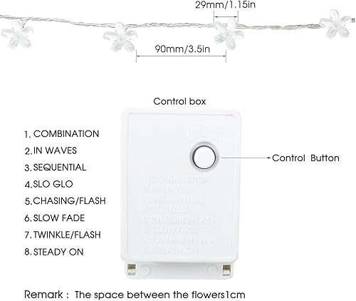 Miniatura 2 de Guirnalda de luces de flores, luces de hadas, luces decorativas para interiores y exteriores, luces de alambre parpadeante con 8 modos de cambio de