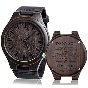 Wrist Watches Personalized Engraved Men Natural Wooden Watches for Son Wooden Strap Band Customized Stylish Classic Unique Birthday Christmas Day Graduation Gifts