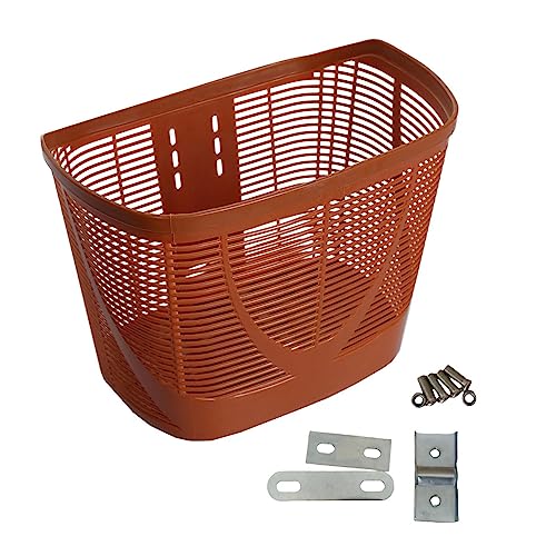 自転車フロントバスケット 大型カーゴラック アウトドア 食料品ショッピング用 男女兼用 ブラウン 茶色 33x22.5x25 cm