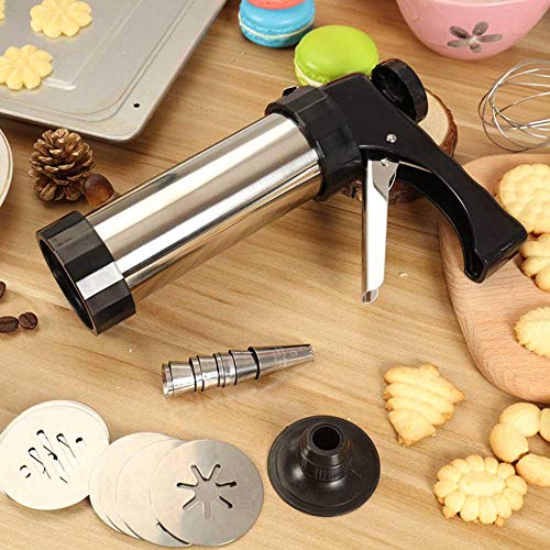 Cookie Press Gun, Teepao 13 Stainless Steel Disc Shapes Spritz Cookie Maker Kits And 8 Piping - Versatile, Reusable, For Christmas Party/Birthday Celebration/Anniversary Biscuit Decoration #TOP5
