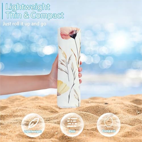 Serviette de plage microfibre 200x90 cm grand format imprimé fleur - 5