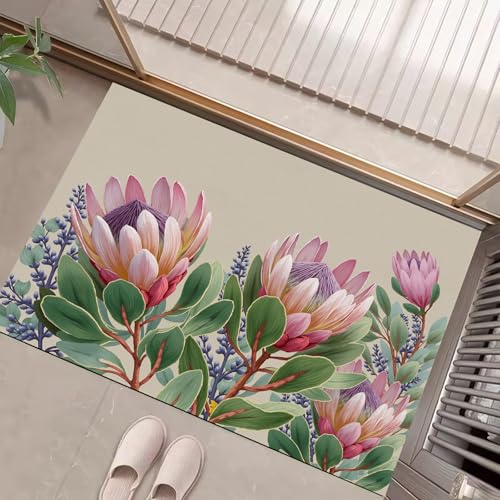Paillasson d'entrée plantes naturelles 90x150 cm tapis lavable