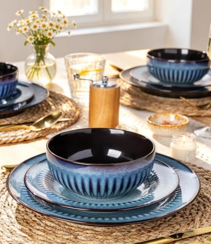 Image of LERATIO Ceramic Dinnerware Sets for 4,12-Pcs Porcelain Plates and Bowls Set