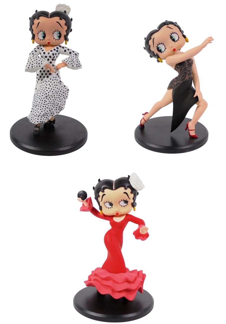 OPO 10 Lot de 3 Figurines Compatible avec Betty Boop Danse : Flamenco + Tango Argentin + Sevillana - Hauteur 12cm - LBB1