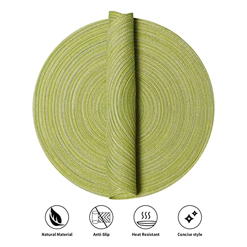 Smaafit Round Braided Placemats Dinner Kitchen Set Of 4 Table Mats For Kitchen Tables Woven Heat Resistant Washable Non-Slip Place Mats 15 Inch For Parties Christmas Holiday Party, Mix Light Green, 4 #TOP2