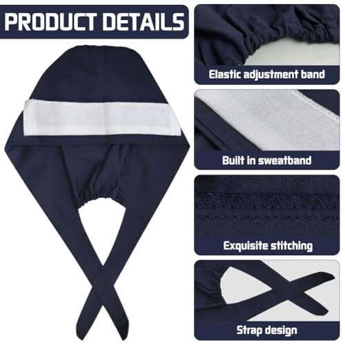 6 gorros quirúrgicos ajustables con botones y banda sudor miniatura 2