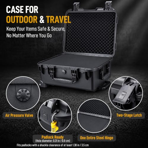 Image of Lykus HC-4920 Hard Case with Wheels and Foam, Inner Size 18.5*13.78*7.28in | IP67 Waterproof, Pluckable Foam, Suitable for Cameras, Lenses, Electronic Equipment and More