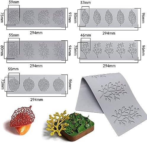 5PCS Chocolate Candy Fondant Molds, 3D Hollow Leaves Shape Silicone Mould for Baking Resin Soap Candy Cake Decor, DIY Baking Fondant Chocolate Cupcake Decoration for Birthday & Festival Party Dessert