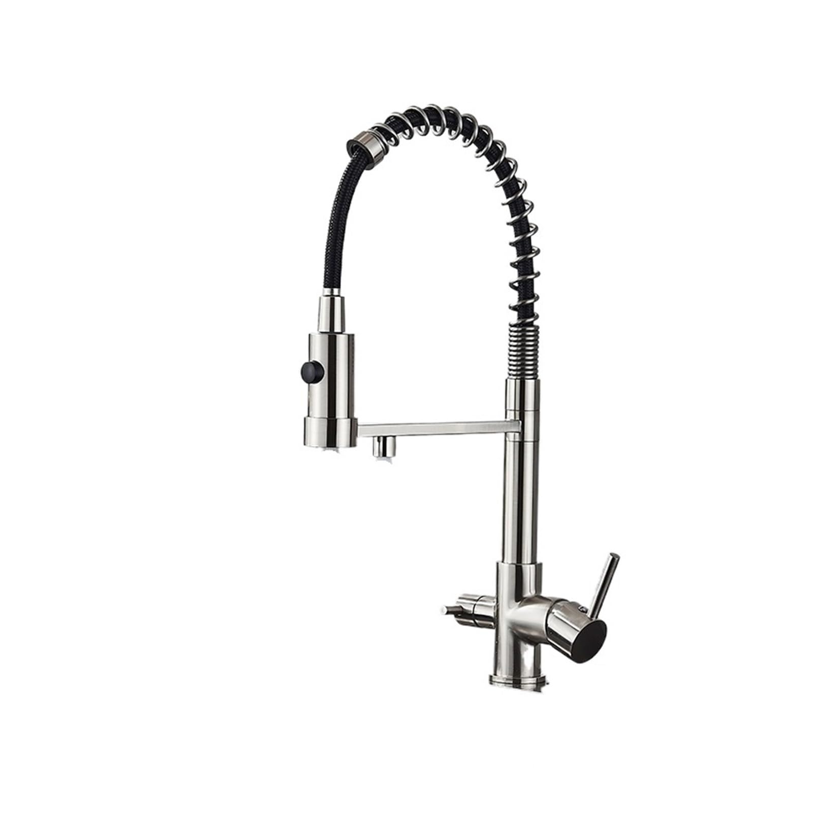Ckafzmyjqbt Brushed Nickel B Kitchen Water Filter Faucet Dual Spout Pure Drinking Water Mixer Tap Rotation Water Purification Feature Taps Kitchen Crane(Brushed Nickel B)