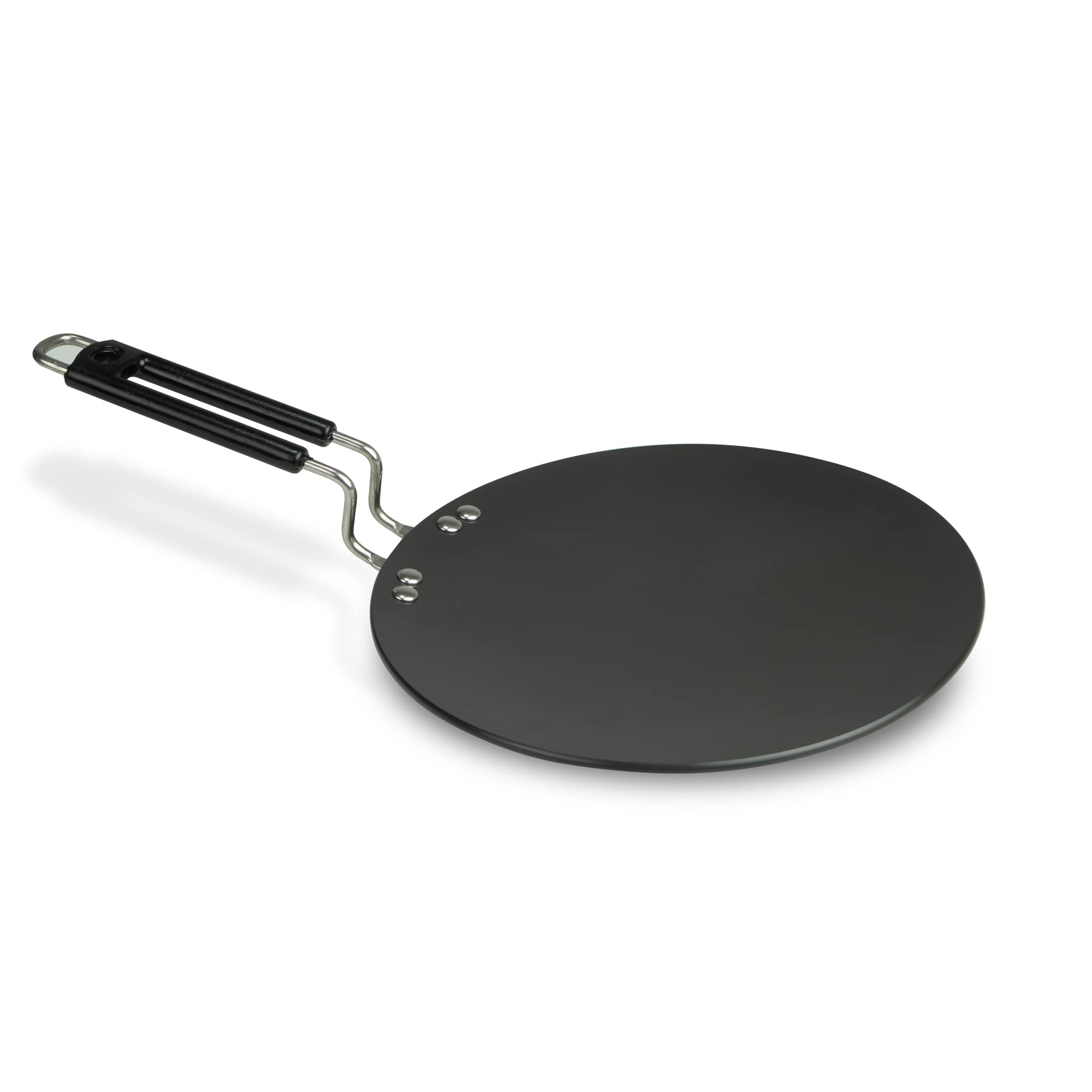 Elite Hard Anodised Tawa for Kitchen, 25 cm Diameter Tawa for Roti, Chapati, Paratha, Riveted Handle, 4 mm Thick Base for Uniform Heating, Gas Oven Compatible, Cooking, Cookware