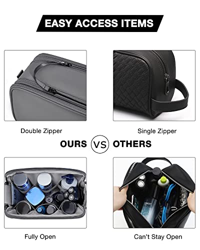 BAGSMART Toiletry Bag for Men, Travel Toiletry Organizer Dopp Kit Water-resistant Shaving Bag for Toiletries Accessories, Door Room Essentials,Grey-large - Image 6