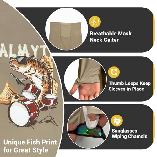 Palmyth Fishing Shirts for Men Long Sleeve Sun Protection Fishing Hoodie UPF 50+ UV Hooded Shirt Neck Gaiter3