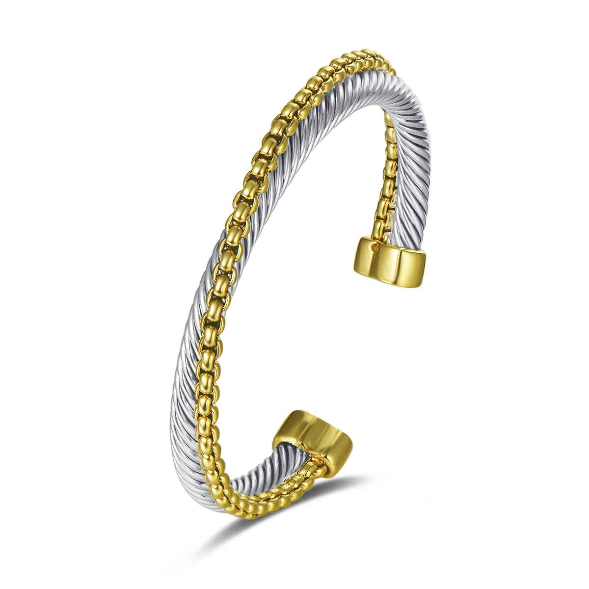 UNY JEWELUNY JEWEL Jewelry Make a Statement With Our Two Tone Twisted Cable Wire Ball Weave Cuff Bangle Makes a Thoughtful and Stylish Gift