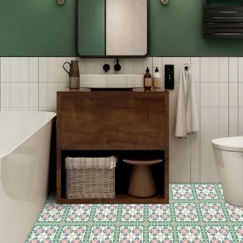 Image of Moroccan Tile Stickers | Waterproof Self Adhesive Peel & Stick Tile Decals for Kitchen Backsplash, Bathroom Wall, Floor, Furniture & Glass (6x6 Inch, Design 6, 40 Pic)