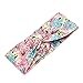 Ever Fairy 4 Pack Women's Elastic Flower Printed Turban Headwrap Knotted Soft Twisted Headband