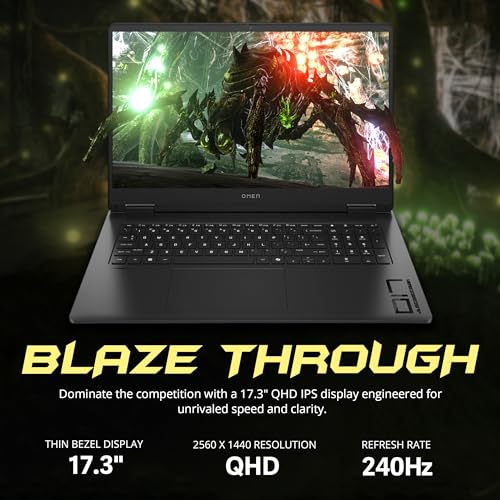 Image of HP Omen 17.3 inch QHD Gaming Laptop, AMD Ryzen AI 7 350, 16GB DDR5, 2TB Storage(1TB SSD+1TB Docking Station Set), NVIDIA GeForce RTX 5070 8 GB GDDR7, RGB Backlit Keyboard, Win11 Home, Black