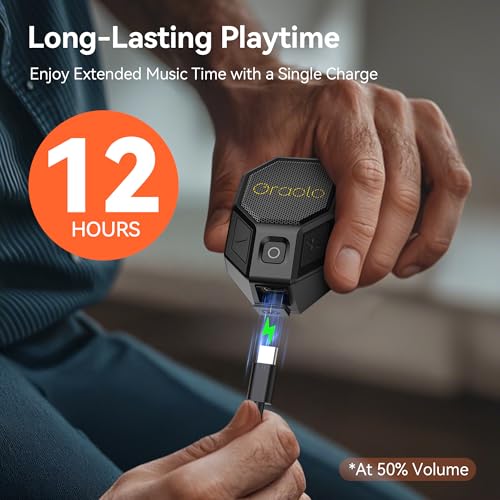 Image of Oraolo Clip-On Portable Speaker Wearable Speaker Bluetooth 5.4, Mini Speakers for Hands-Free Calls, Built-in Mic, Stereo Sound, IPX6 Water Resistance, 12H Playtime, Wireless Speakers for Outdoor
