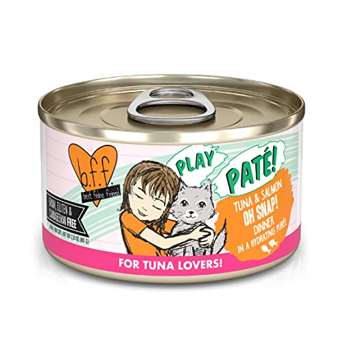 Weruva B.F.F. Play - Best Feline Friend Paté Lovers, Aw Yeah!, Tuna & Salmon Oh Snap! with Tuna & Salmon, 2.8oz Can (Pack of 12)
