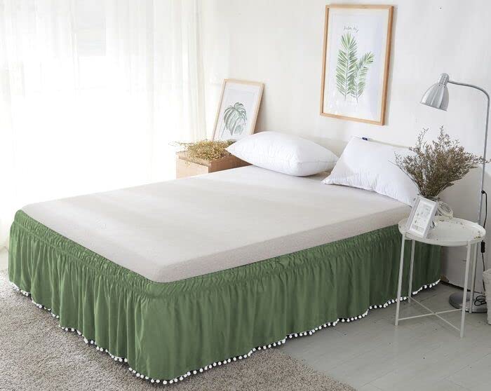 Luxury Hotel Quality Fabric Pom Pom Tassle Platform Wrap Around Bed Skirt 100 Egyptian Cotton 1000 Thread Count