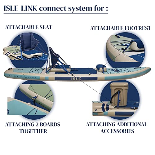 Image of ISLE 2in1 Kayak & Paddle Board Bundle - Stand Up Paddle Board & Kayak, Incl. Seat, Paddle, Pump, Bag, 11.6 x 35.5 x 6 in - max. 425 lbs