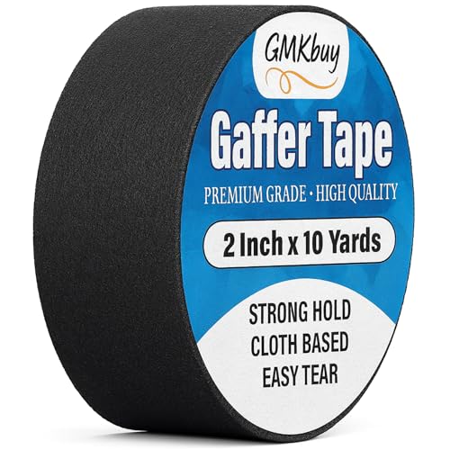 GMKbuy 2 in x 10 Yd Black Gaffers Tape &ndash; Heavy Duty, Non-Reflective, Easy to Tear, Waterproof...