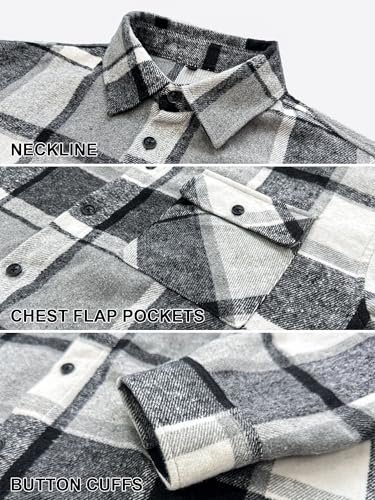 Image of JEMLDL Mens Flannel Plaid Shirts Jackets | Button Down, 1 Pocket, Collared Neck, 7 Button, Casual Shackets