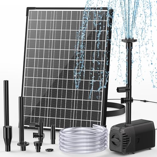 POPOSOAP 20W Solar Water Pump, Solar Powered Water Fountain Outdoor with 320GPH Pump, 7 Sprayers, 16.4ft Cable, 6.6ft Tubing for Outdoor Pond, Fish Ta